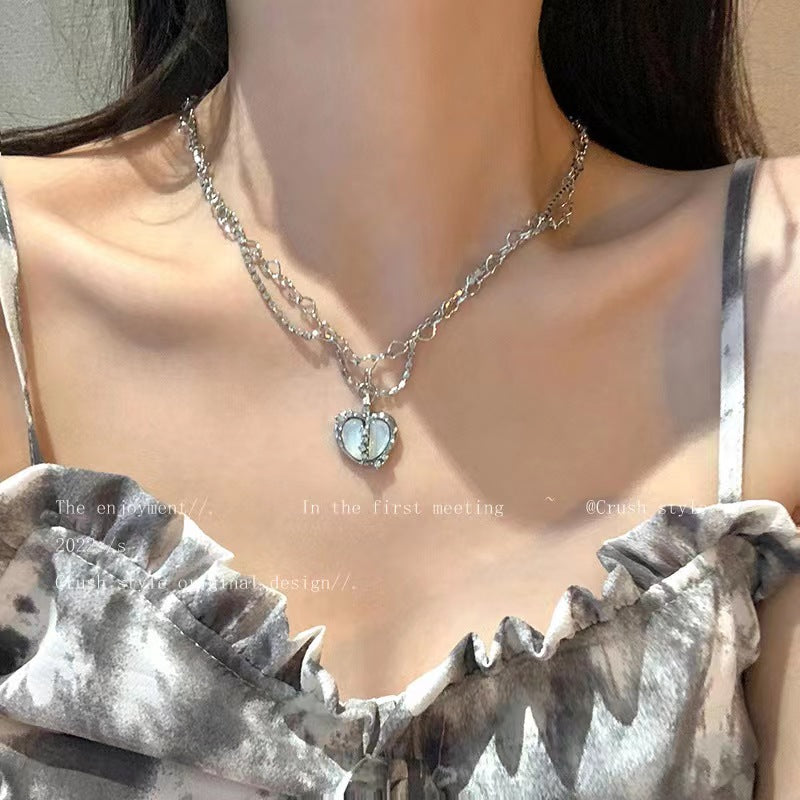 Pearl Necklace Special-Interest Design High-Grade Light Luxury Clavicle Chain Love Pendant Ornaments Wholesale