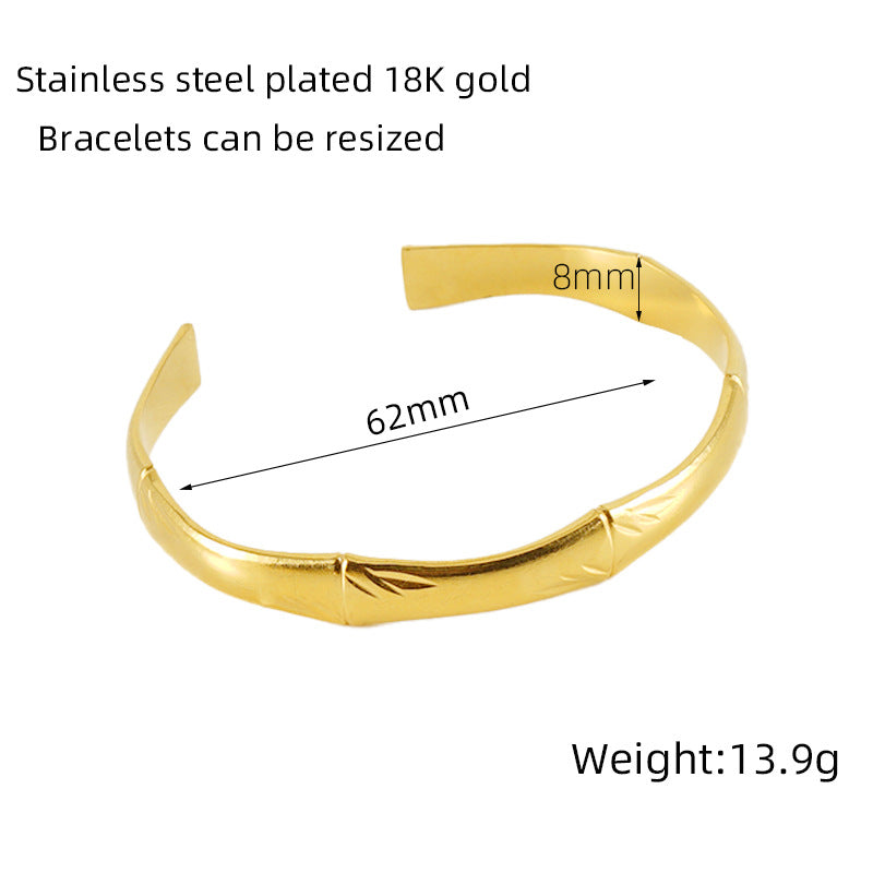 Titanium Steel Open-Ended Bracelet Women's Stainless Steel Adjustable BraceletCWomen's Bracelet