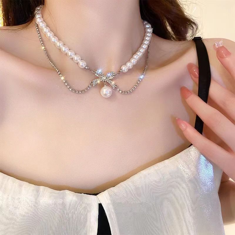 Pearl Necklace Special-Interest Design High-Grade Light Luxury Clavicle Chain Love Pendant Ornaments Wholesale